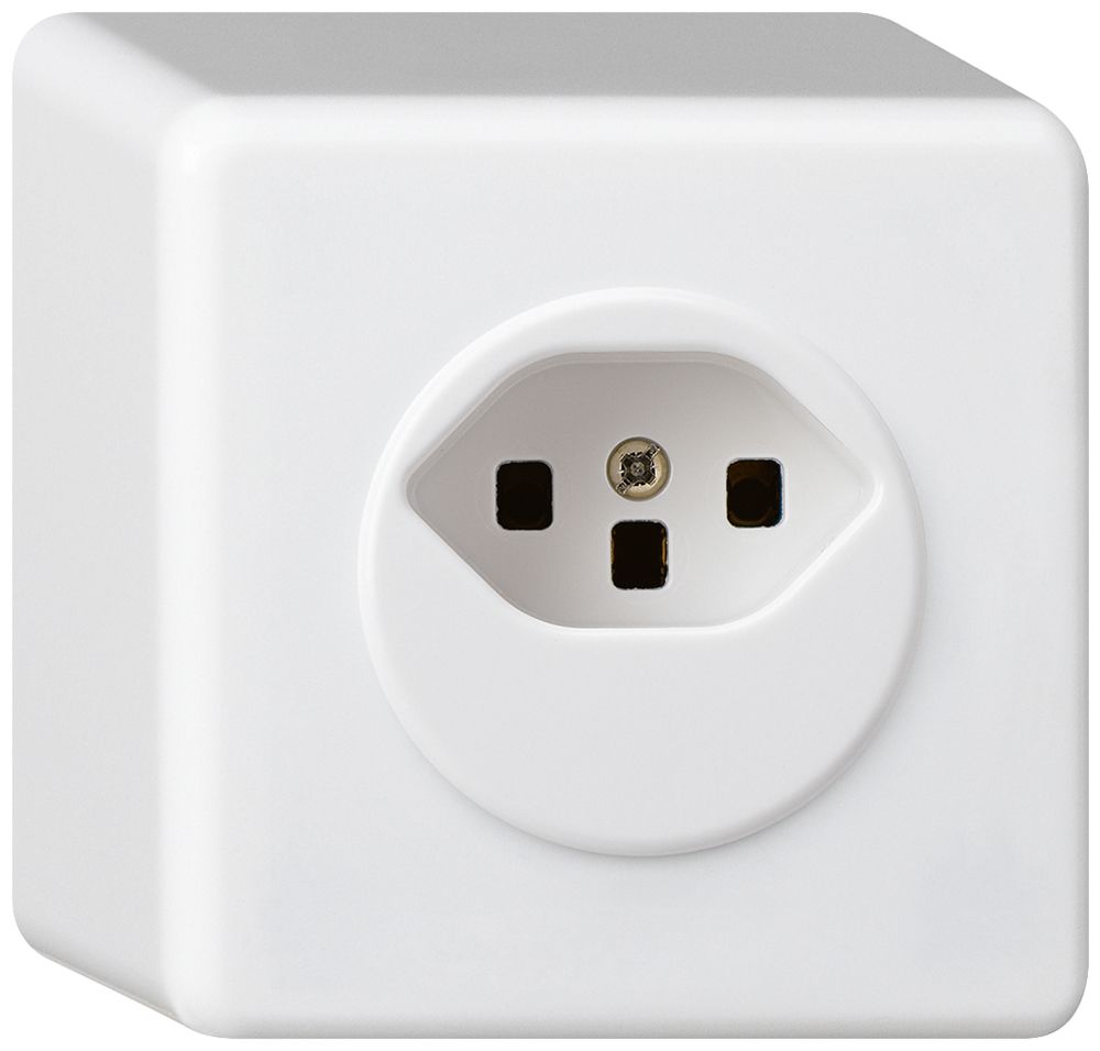 AP-Steckdose basico Typ 23 weiss Schraubklemmen
