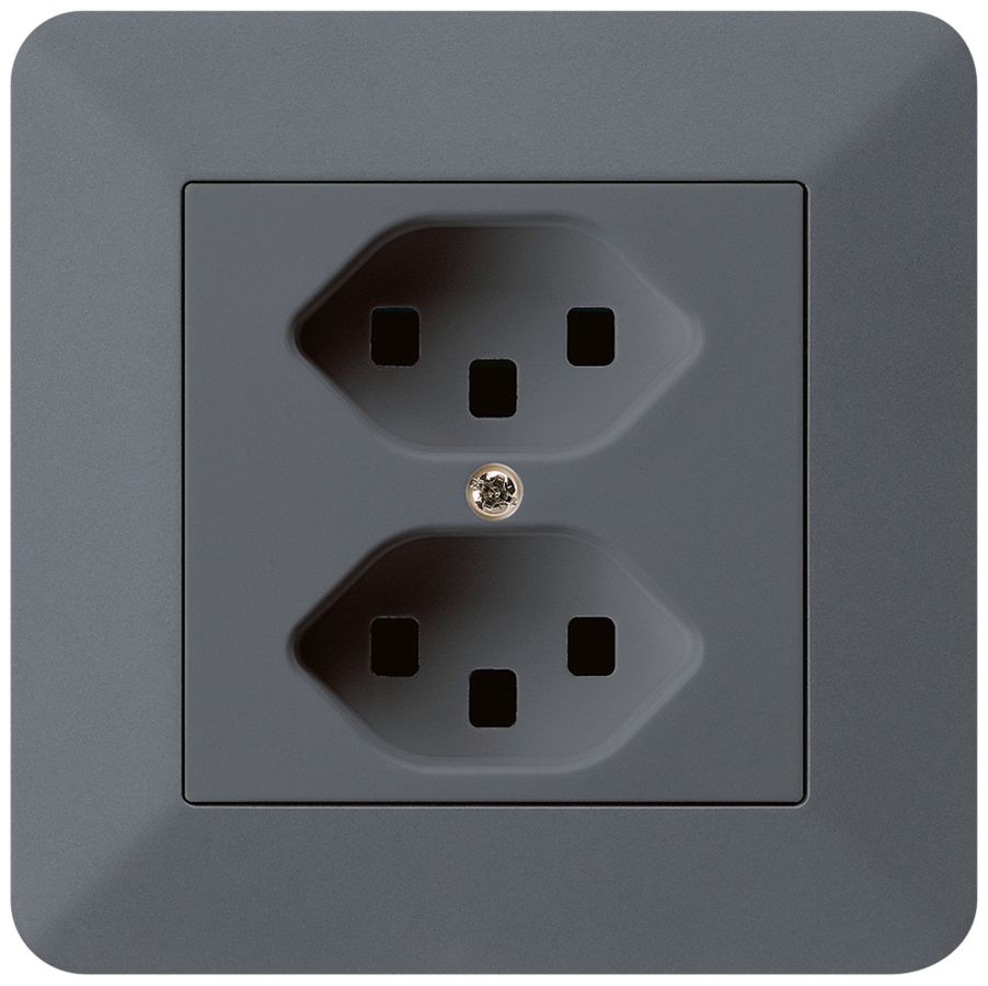 UP-Steckdose kallysto.trend 2×T23 anthrazit mit Steckklemmen