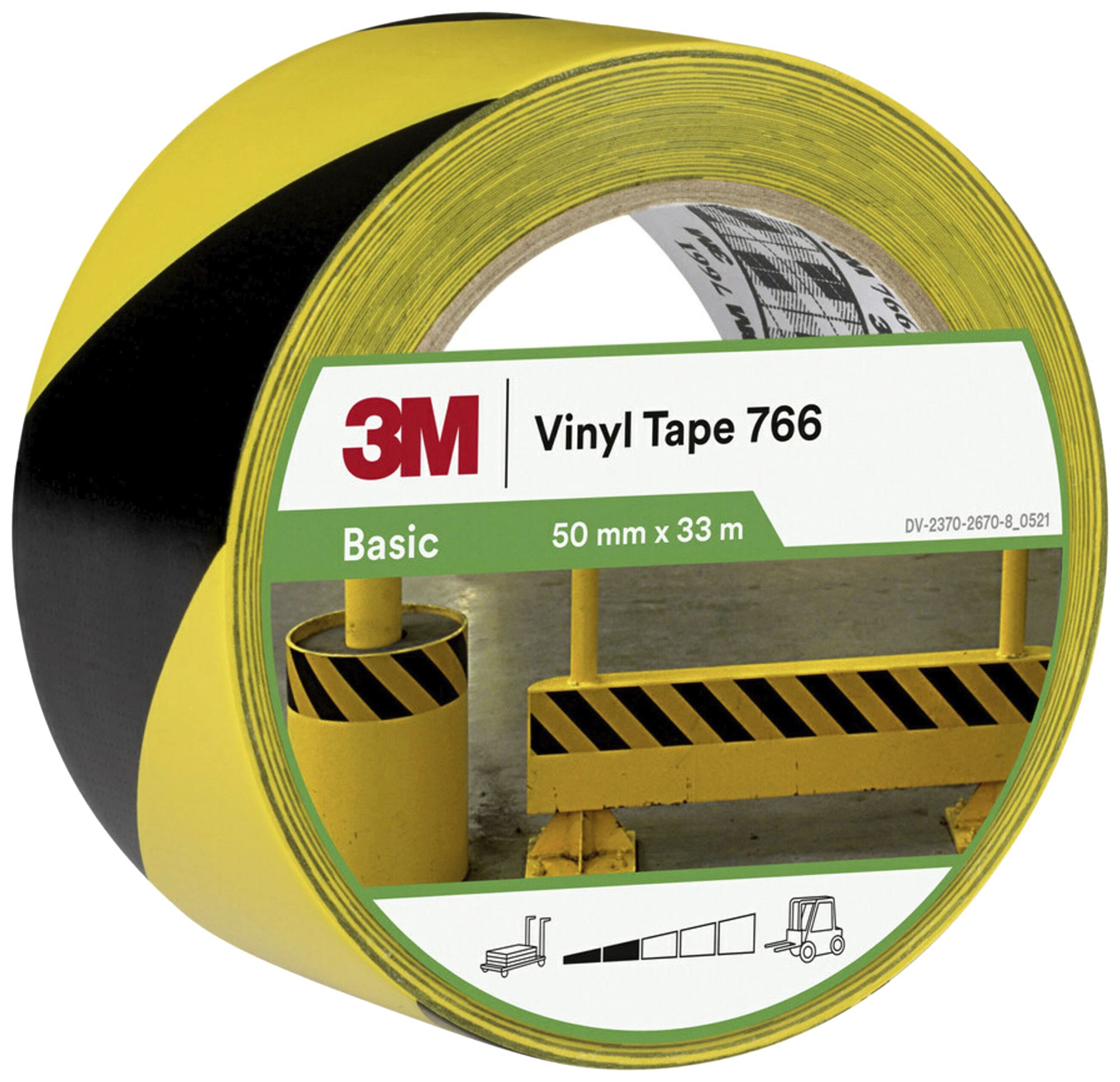 Klebeband 3M 766i 50mm×33m×0.12mm gelb/schwarz