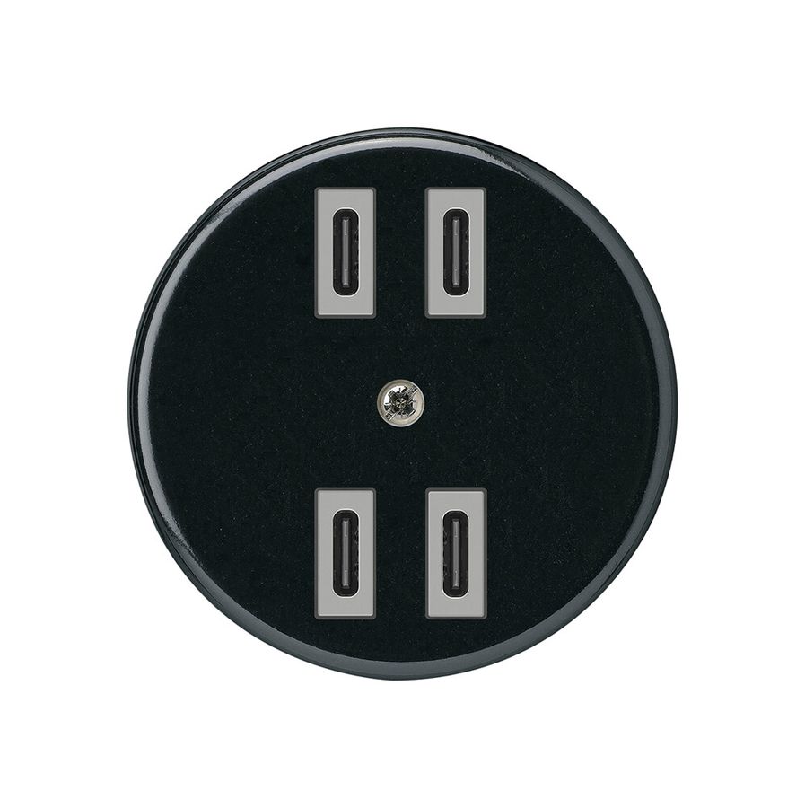 Prise de charge USB Hager basico 2×C-C 2×20W ou 4×10W 5V noir