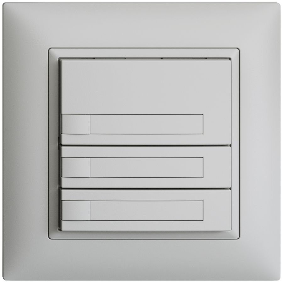 Poussoir ENC KNX 3× EDIZIOdue gris clair RGB sans LED avec insert papier