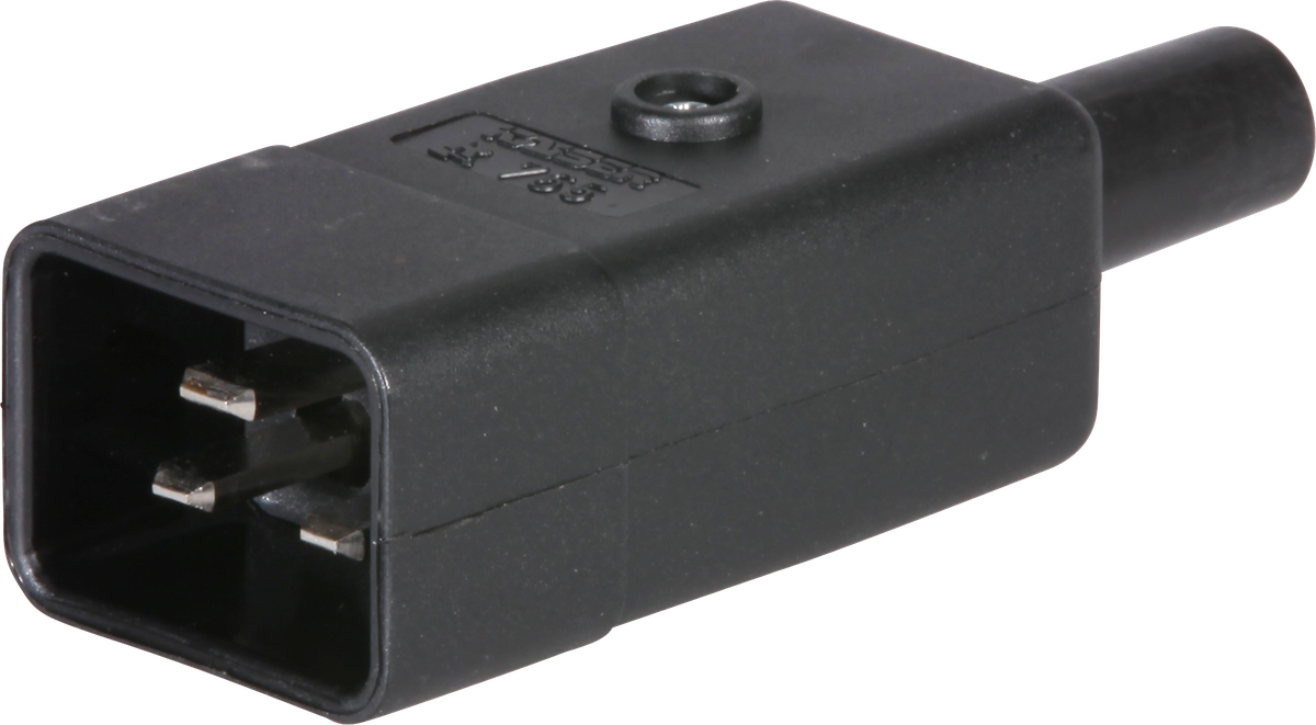 Spina d'apparecchi nero tipo IEC320-C20, 16A