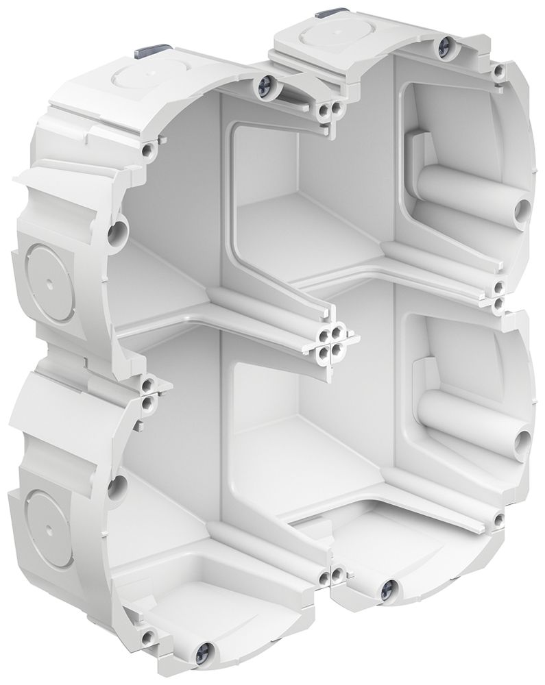 Hohlwanddose AGRO Quickbox H1 2×2 Ø83mm halogenfrei weiss