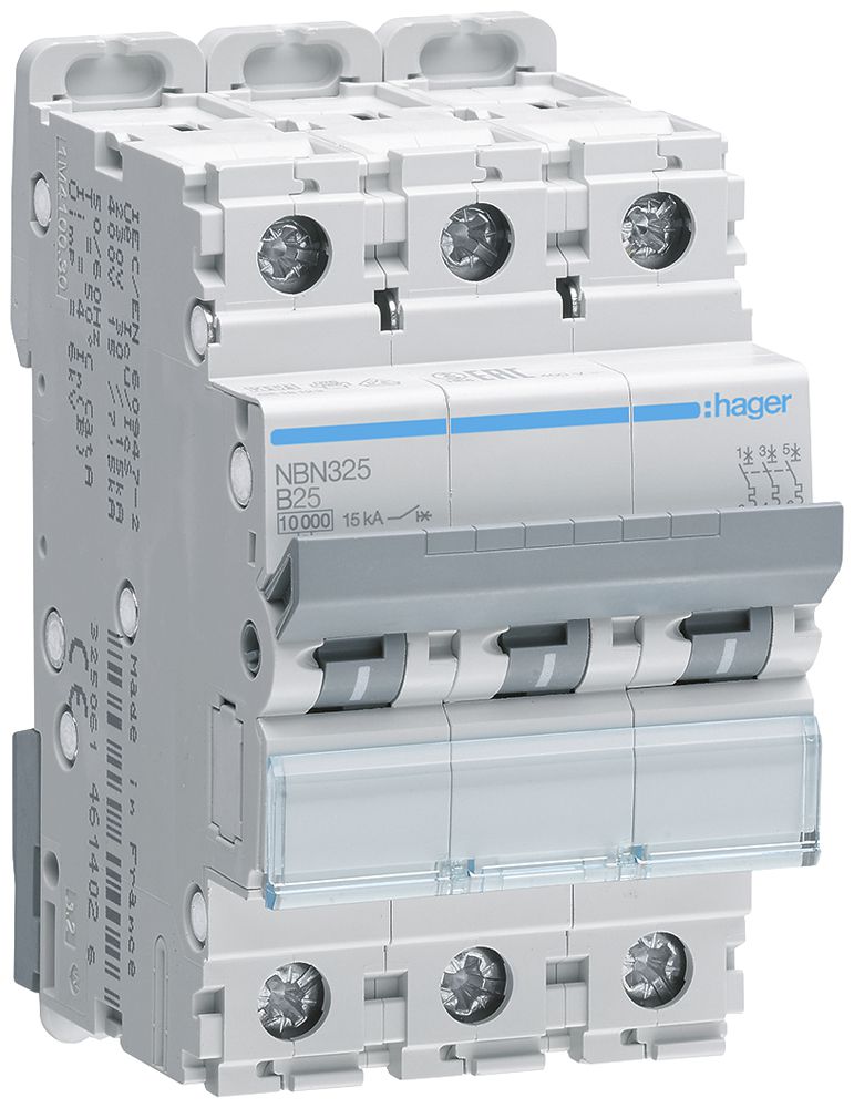 Disgiuntore Hager MCB 3P 415V tipo B 25A Icn 10kA 3UM