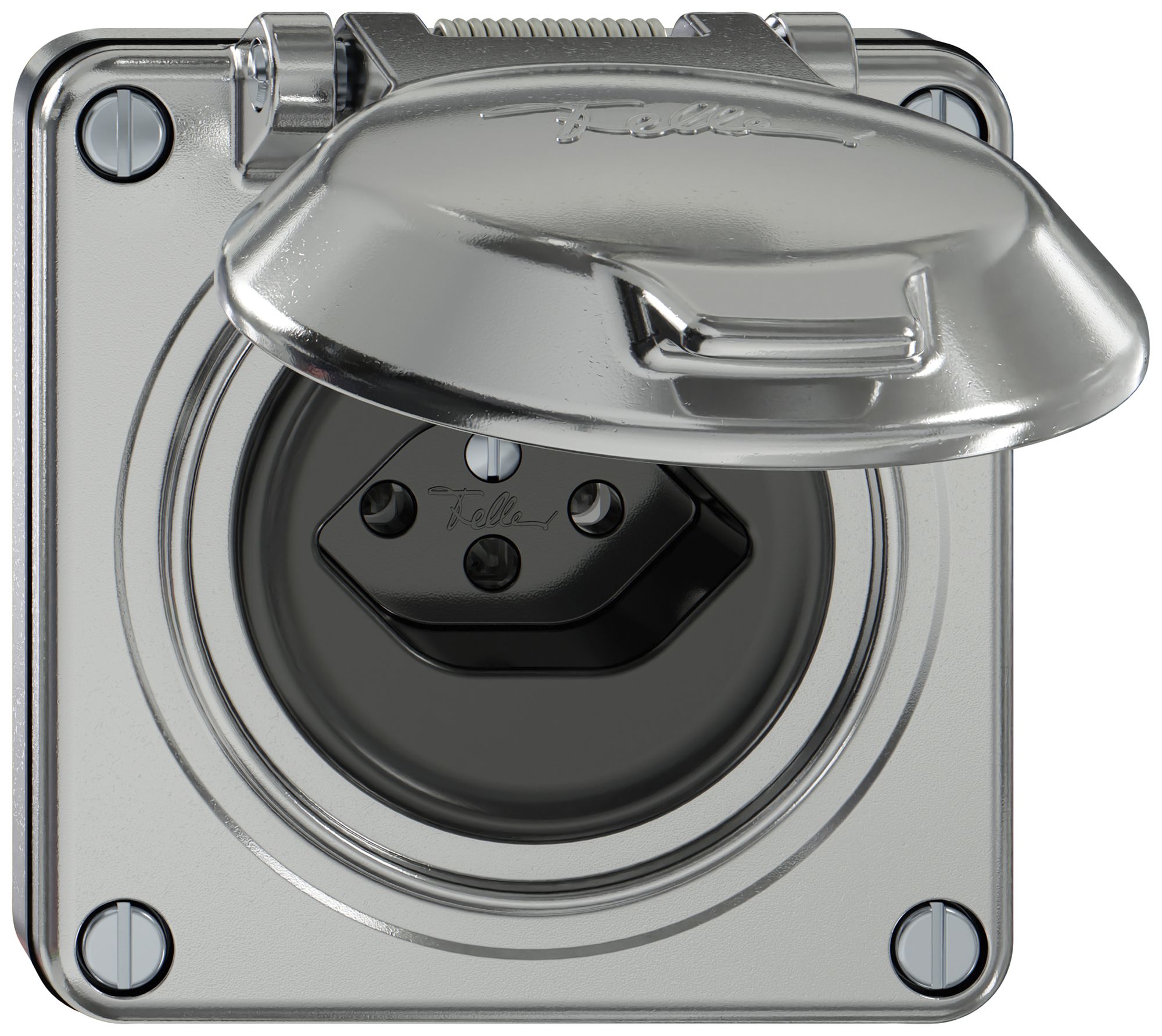 UP-Steckdose ELEMENT SNAPFIX® 1×Typ 13 10A 250V mit Klappdeckel IP20 alu