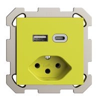 UP-Steckdose USB Typ A+C + Typ 13 Feller EDIZIOdue FM 230V 3000mA lemon