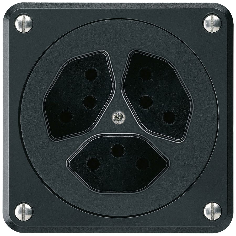 UP-Steckdose robusto 3×Typ 13 schwarz ohne Klappdeckel